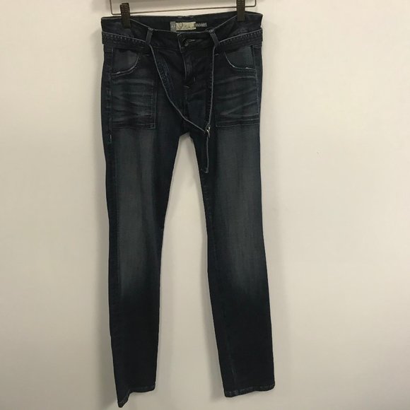NWOT Level 99 Belted Skinny Straight Retro Jeans - Picture 1 of 4